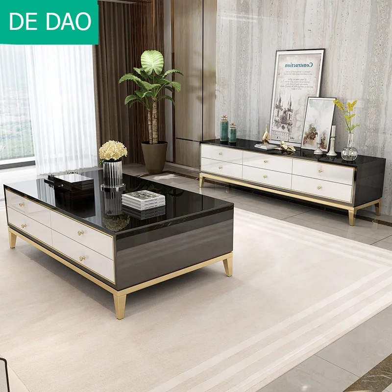 Stainless Coffee Table Italy Luxury Design Living Room Furniture End Table Multifunction Side Table with Drawers