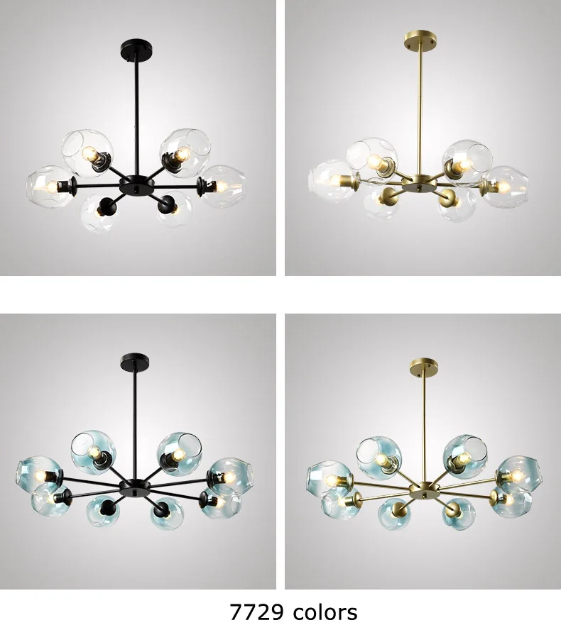 Modern Hand Blown Art iron and bubble hanging pendant lamp glass chandelier