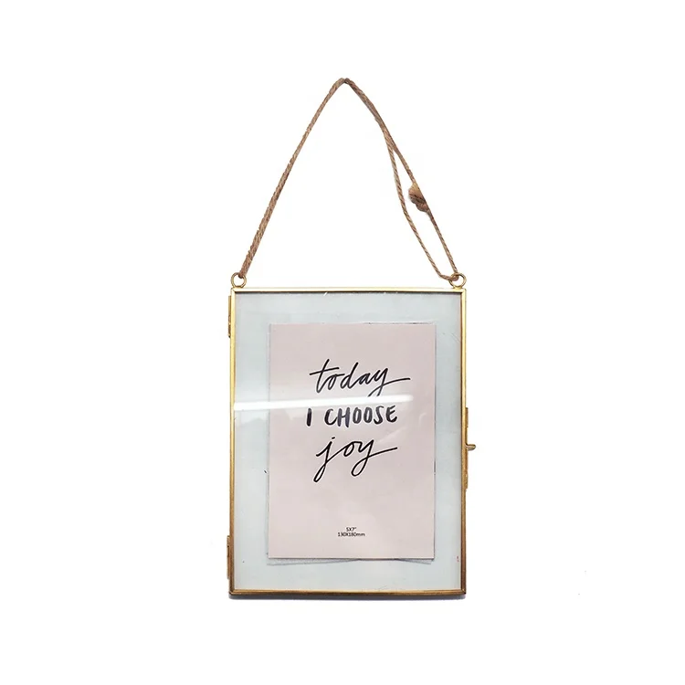 Photo Frames Picture Photo Frame Wall Hang Glass PF-1049 High Quality Fashion Gold Copper Hongxin Die Cutting Printing 2-7 Days
