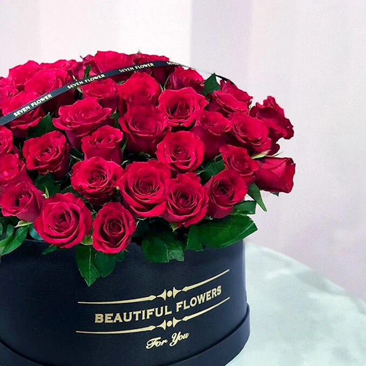 Black Cylinder Flower Box Wholesale Large Cardboard Round Cylinder Flower Paper Box For Flower