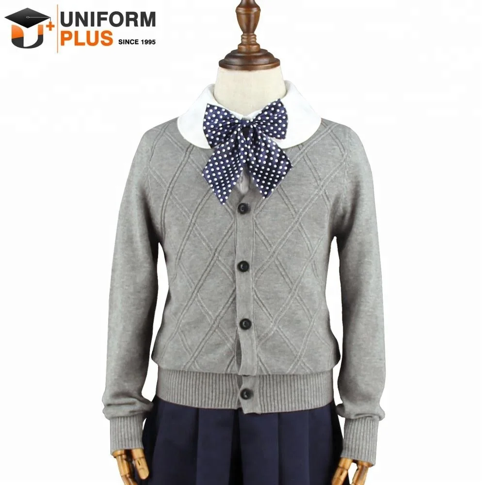 Хлопковая серая Детская школьная форма кардиган жилет свитер для мальчиков и девочек