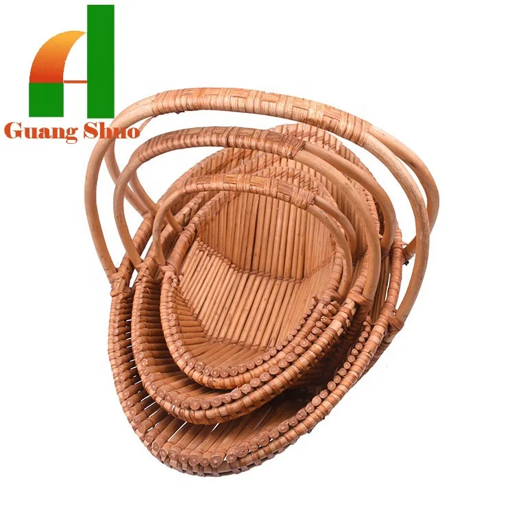 
2020 handmade wicker woven storage basket with handle/ Custom Size high quality wicker picnic basket set 