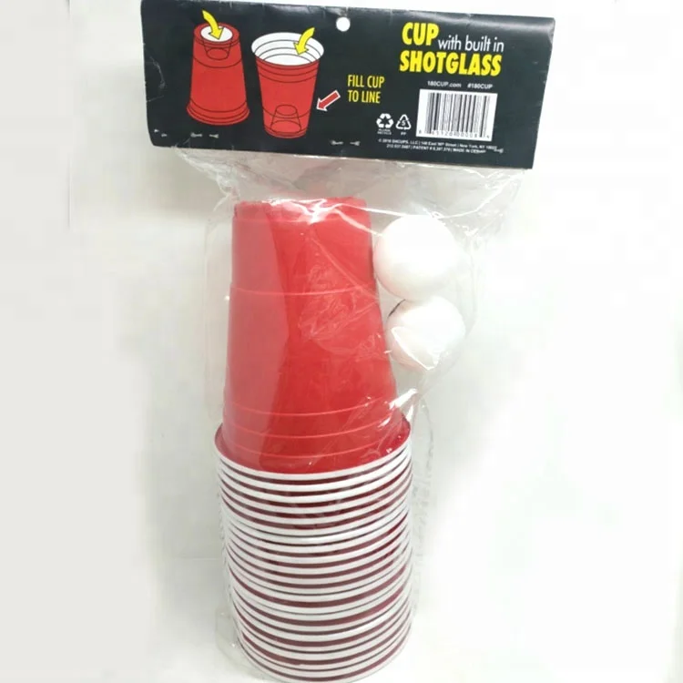 Красные чашки для игр, чашка для пива и понга, 16 унций, 22 чашки + 2 набора мячей для пинг-понга для бара
