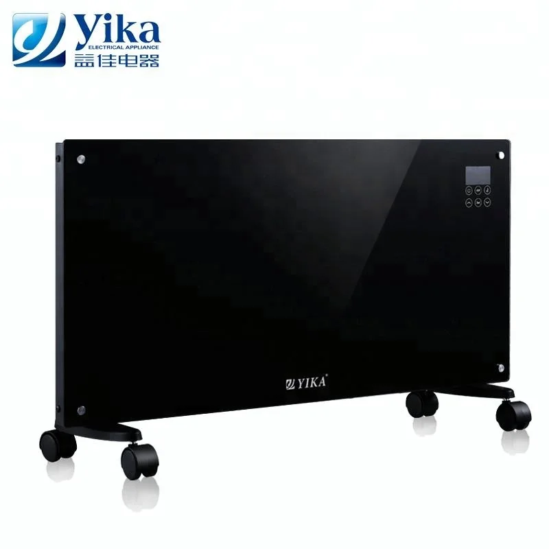 Electric portable black mirror glass panel heaters for bathroom and room