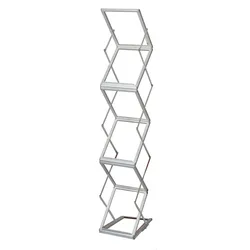 Aluminum Frame A4 Magazine Exhibition  Acrylic Board Display Stand Silver Folding Catalog Brochure Holder Stand For Promotion