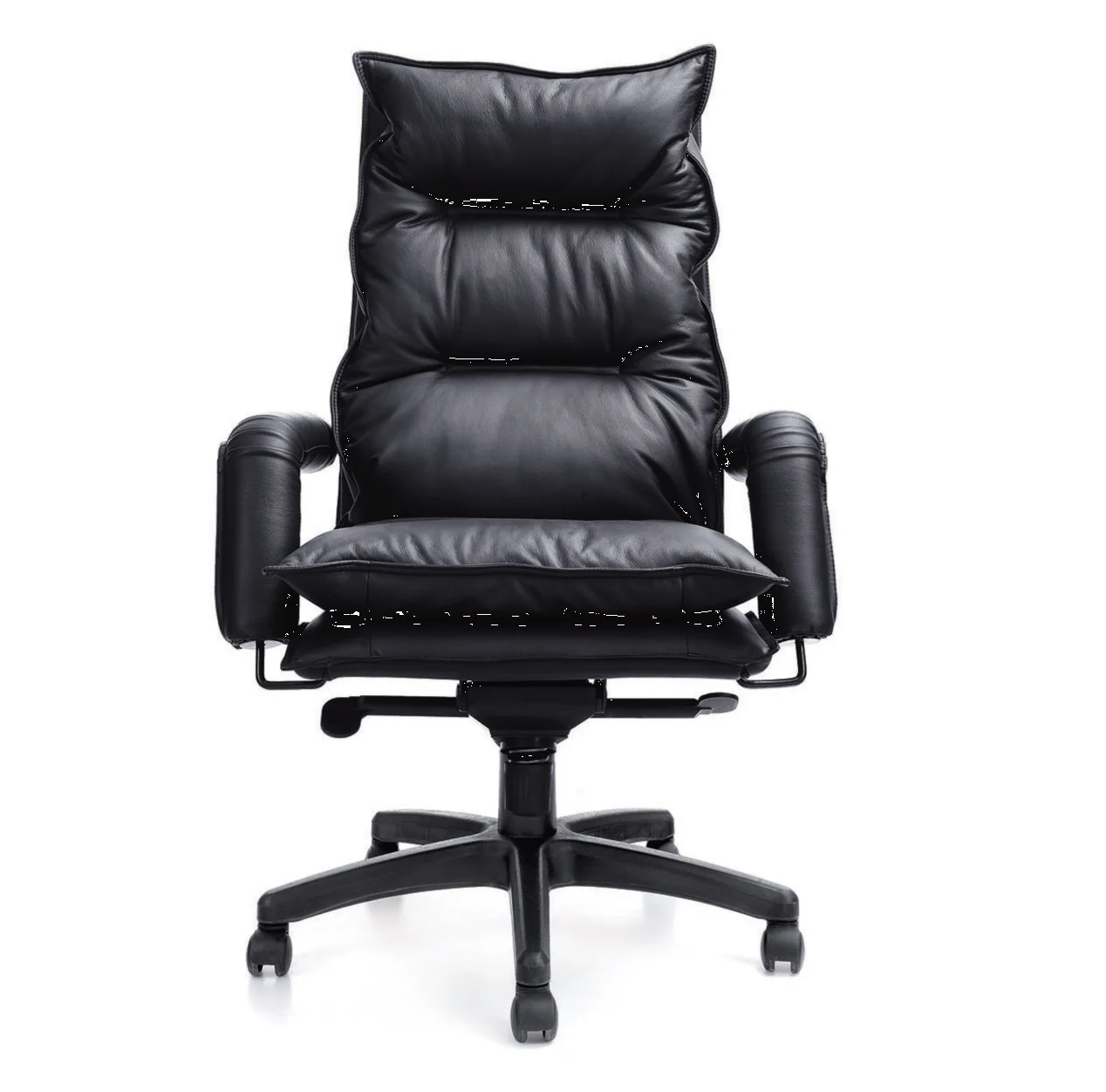 Designed Luxury Executive Lumbar Support Italian Leather Ergonomic Upholstered Tall Office Chair with Locking Wheels