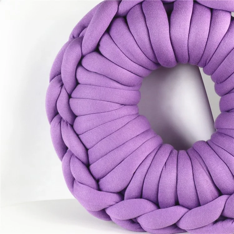 Chunky Knit Throw Pillow Hand Knitted Round O -  Cushion for Home Decor