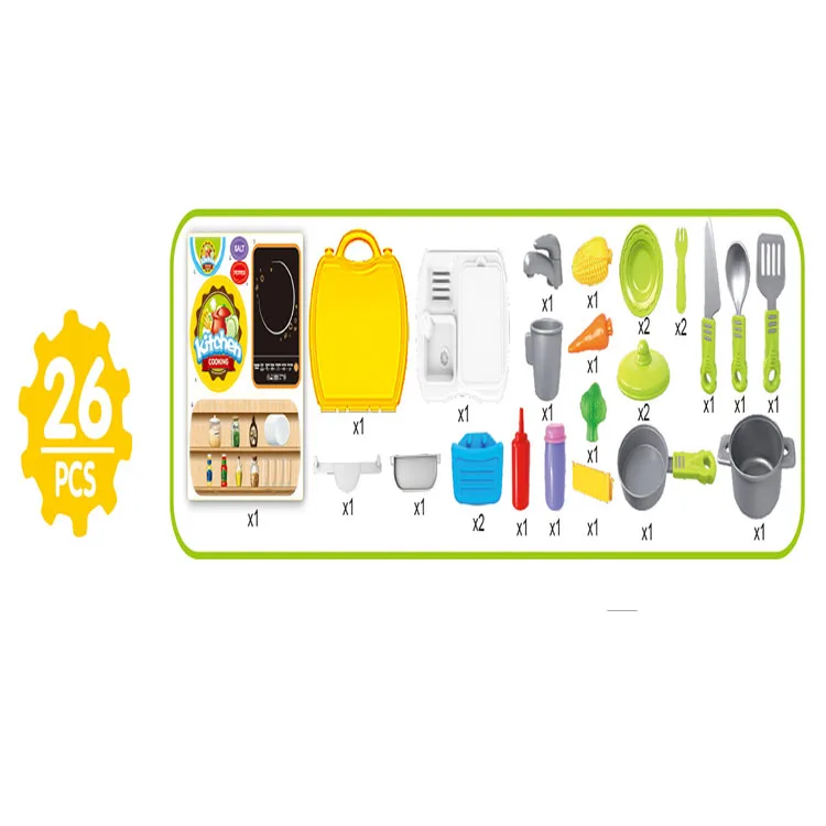Foldable Kitchen Play Set Toy Promotional DIY Play Food Gift Plastic Plastic Box Unisex ABS Yellow Juguetes De Cocina Unisex 36