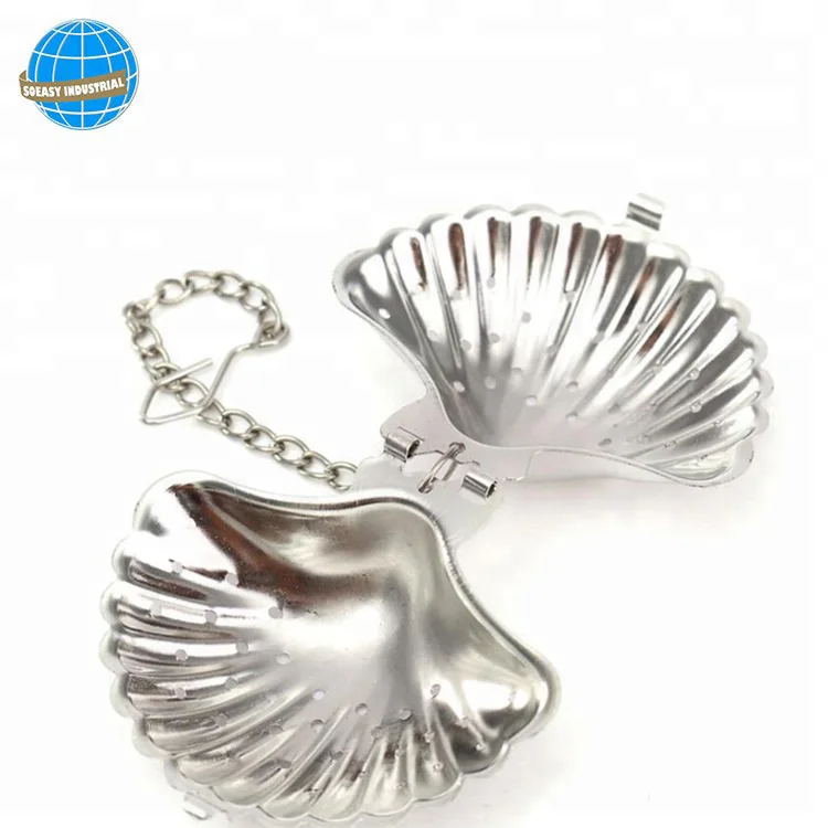 
Easy Use Seashell Shape Stainless Steel Loose Leaf Tea Infuser With Chain 