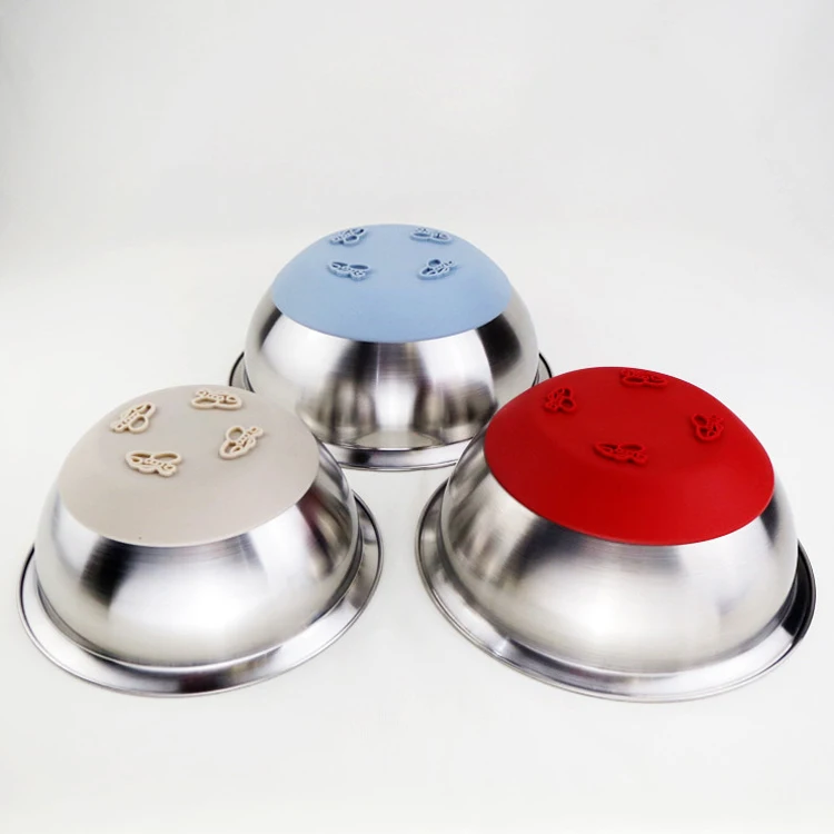 
Stainless steel multifunction deep salad mixing/ bowls set with silicone bottom 
