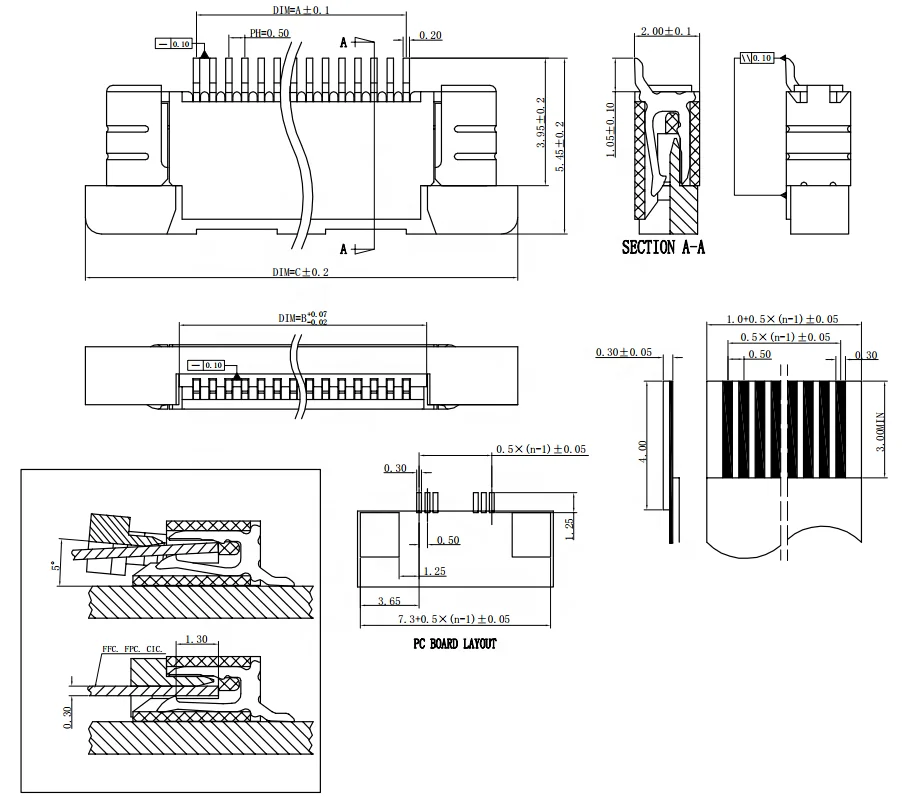 0.5mm LCD SMT connector FPC FFC