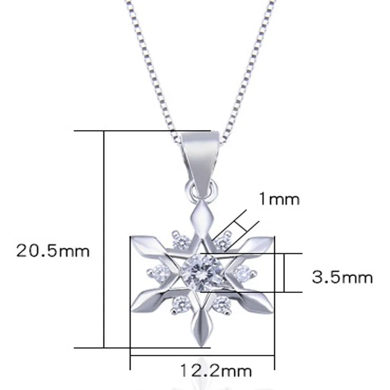 Full CZ Diamond 5A Zircon Snowflake 925 Sterling Silver Elegant Wedding Necklace for Women