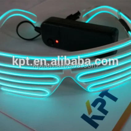 Manufacturer EL lighting 10 color sunglasses, rave party glowing shutter sunglasses, 3V battery inverter glowing sunglasses