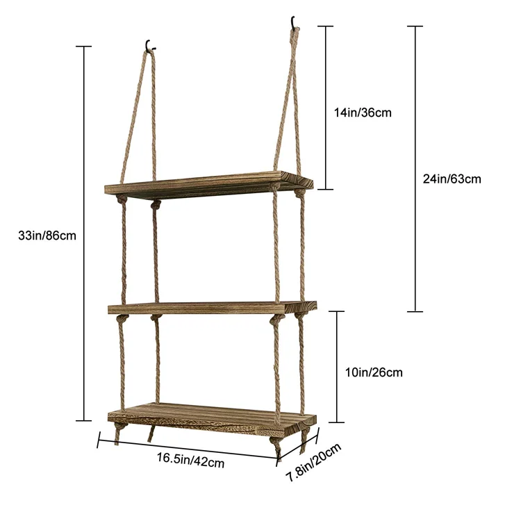 wood wholesale hanging rustic wall shelf,for Bedroom, Living Room,plants pot