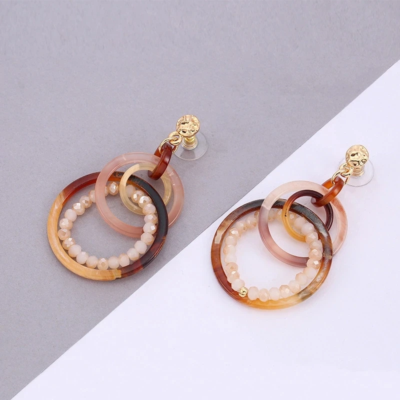 
2018 Women Gift Custom Jewelry Wholesale Design Beads Acrylic Hoop Earrings 