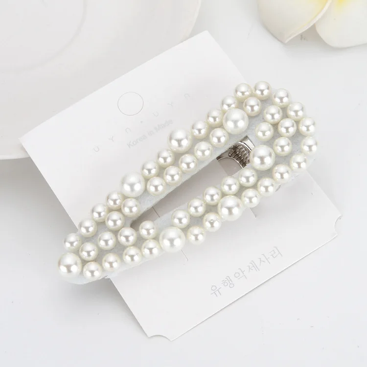 Женская заколка для волос, элегантная Заколка-пряжка с кристаллами и жемчугом, корейский стиль, Роскошный аксессуар для волос, новинка 2019