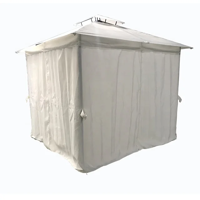 3x3M Steel double roof gazebo with sidewall curtains