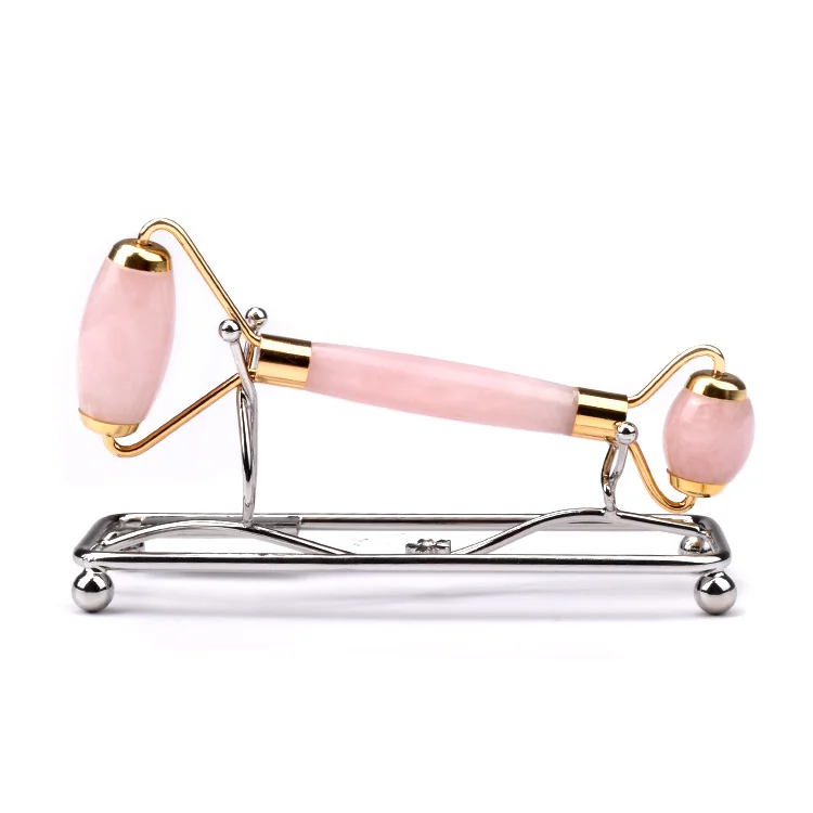 Anti Aging Facial Tools 100% Nephrite Jade Ball Roller Therapy rose jade Rose Quartz Stone roller With Metal Ear