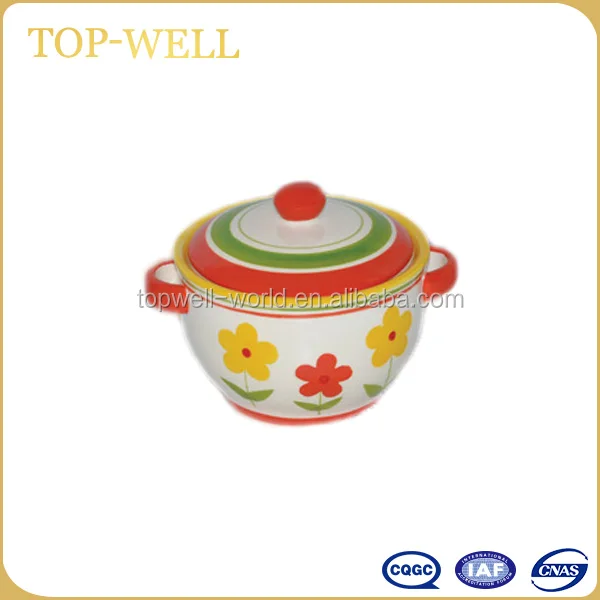 Hot Sale Handpainted Ceramic Cooking Stockpot With Cover Made in China