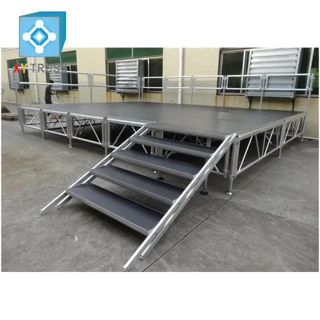 outdoor portable stage with handrail and ramp stairs for sale
