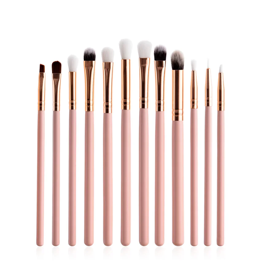 
professional wood pink gold 12 piece eye shadow eye makeup brushes set 