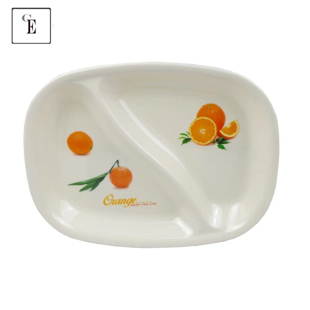 Divided Feeding Dish Melamine Divided Dinner Plate 2 Section Melamine  Tableware