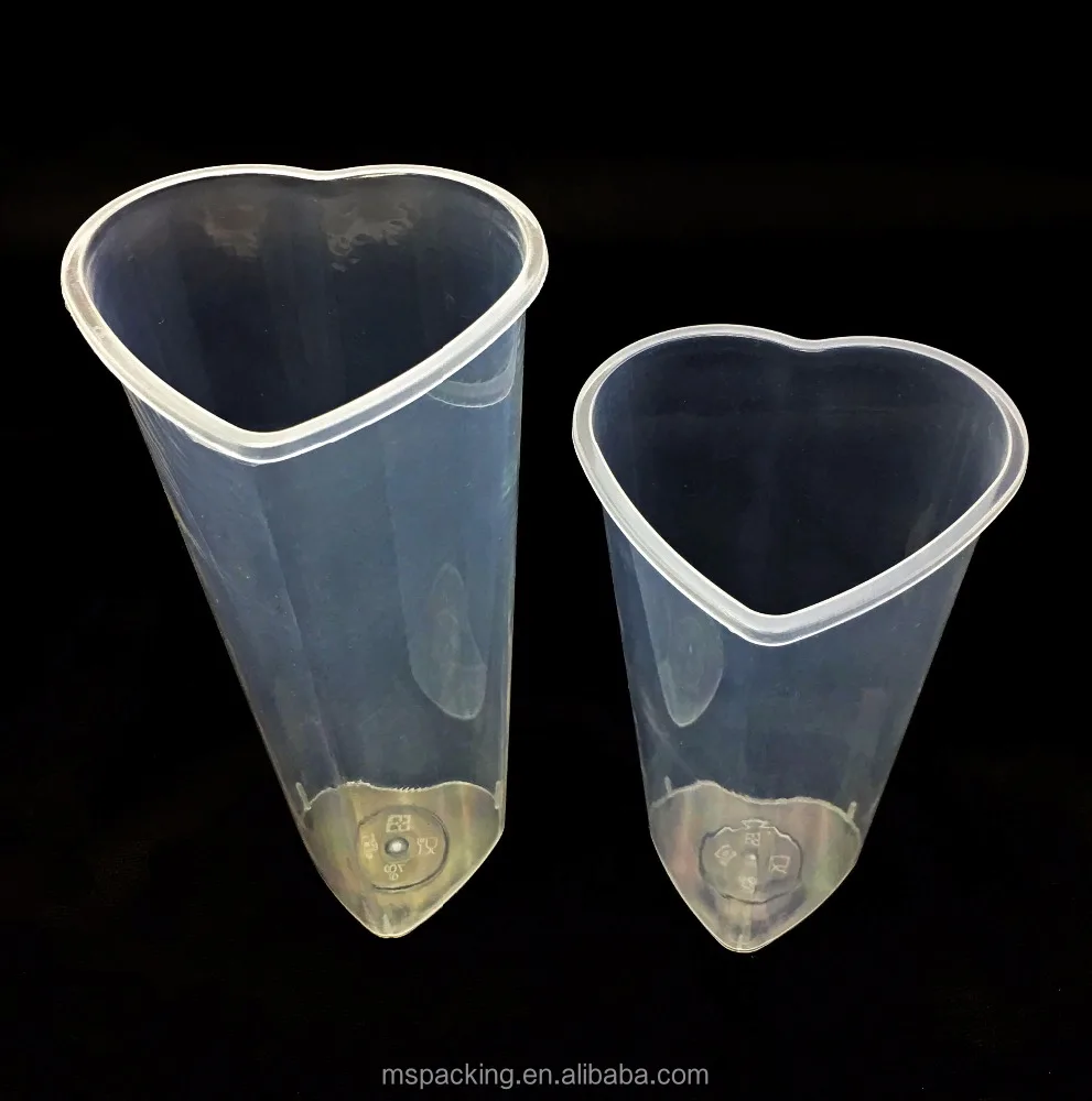 Heart shaped clear plastic cups shapes custom printed disposable PP tall plastic drinking cups wholesale