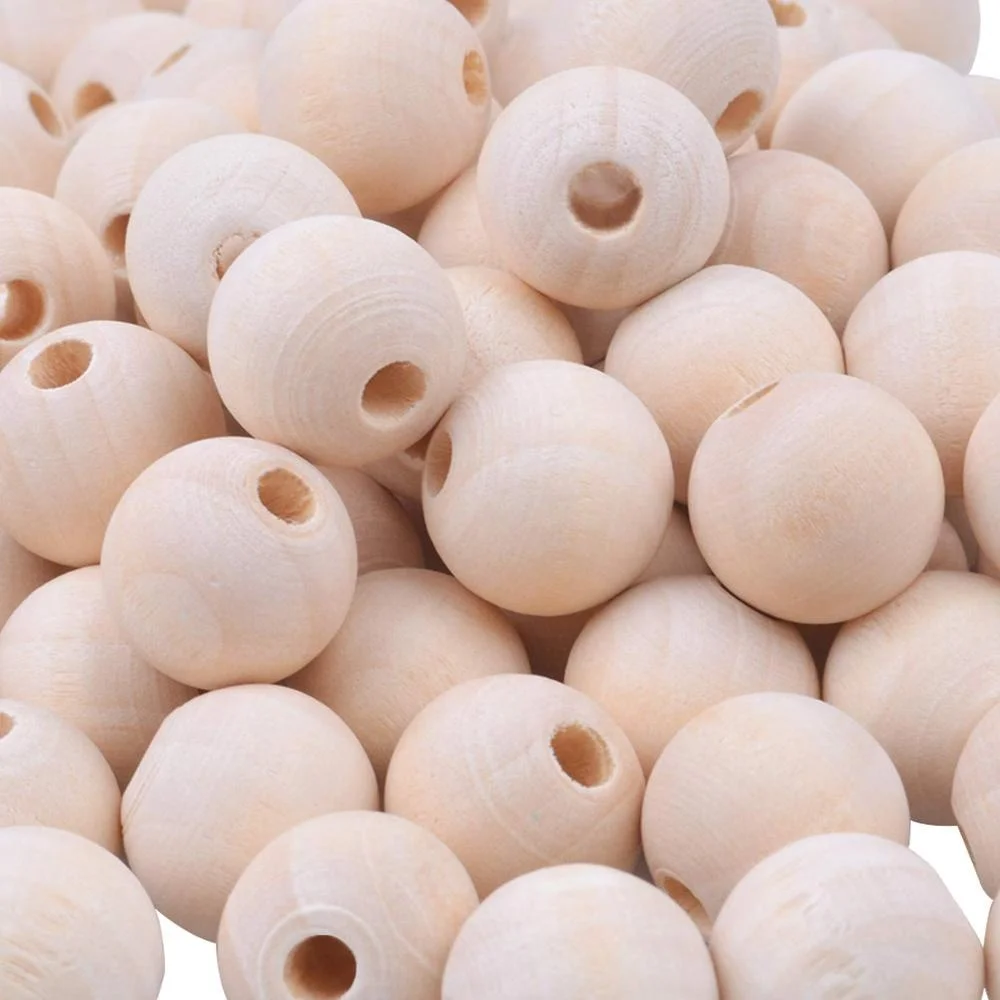 100pcs 16mm Natural Color Round Ball Wood Spacer Beads Jewelry Findings Charms