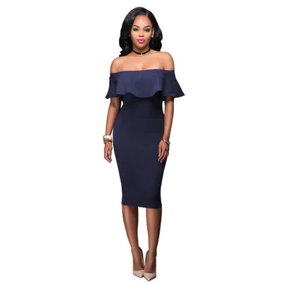 Ready to Ship Wholesale Women Sexy Close Off Shoulder Thin Buttock Backless Hot Style Evening Party Dress Skirt