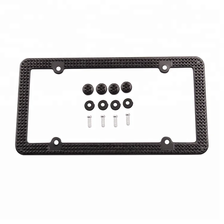 Aluminum black base 3 rows bling car number plate frame