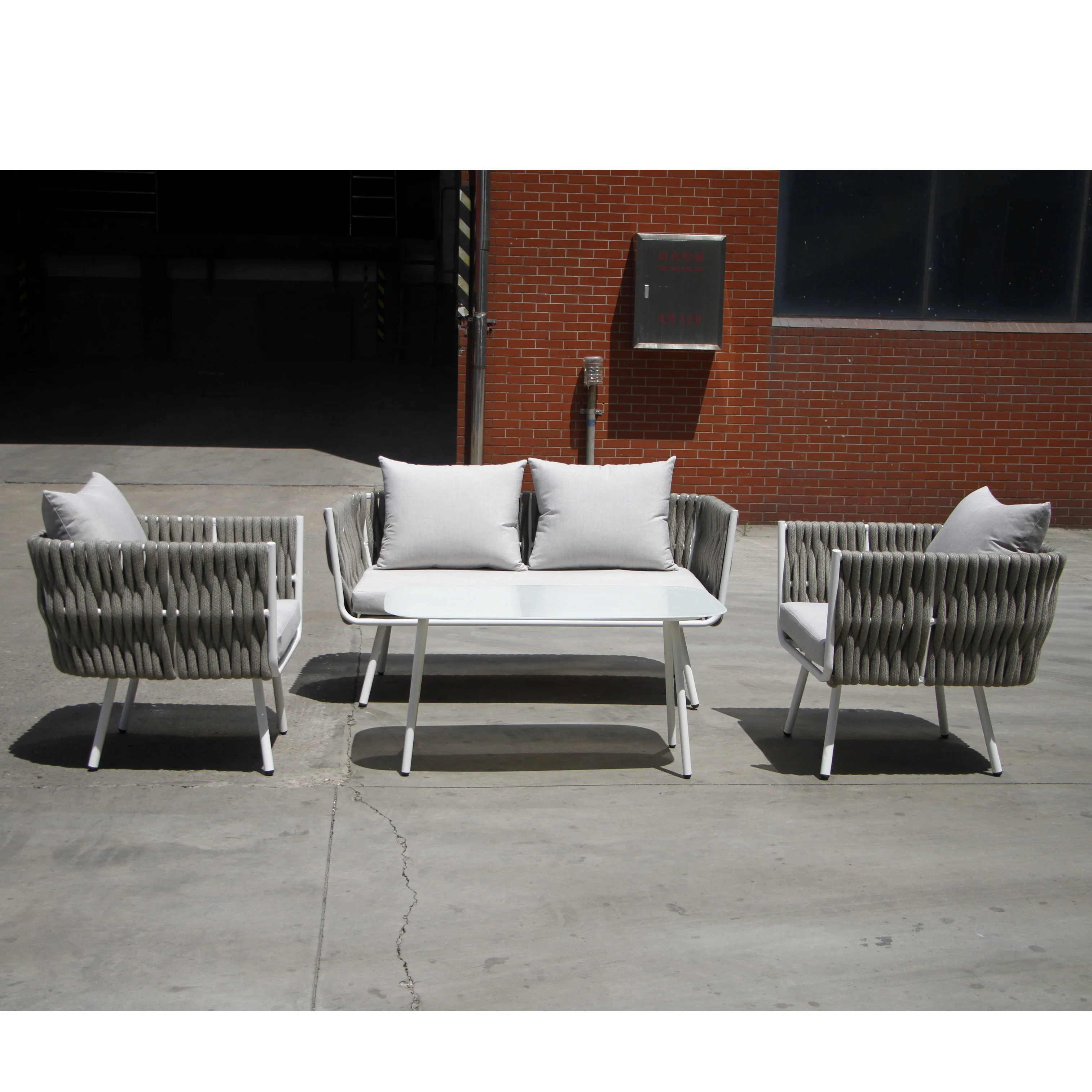New design all-aluminum outdoor webbing wicker four-piece sofa set for sale