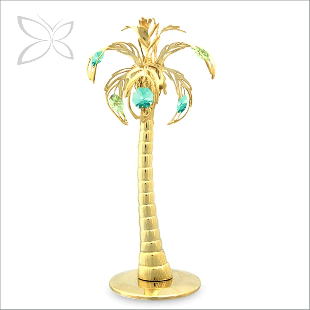 Crystocraft Wholesale Gold Plated Metal Palm Tree Decorated with Brilliant Cut Crystals table Decorations