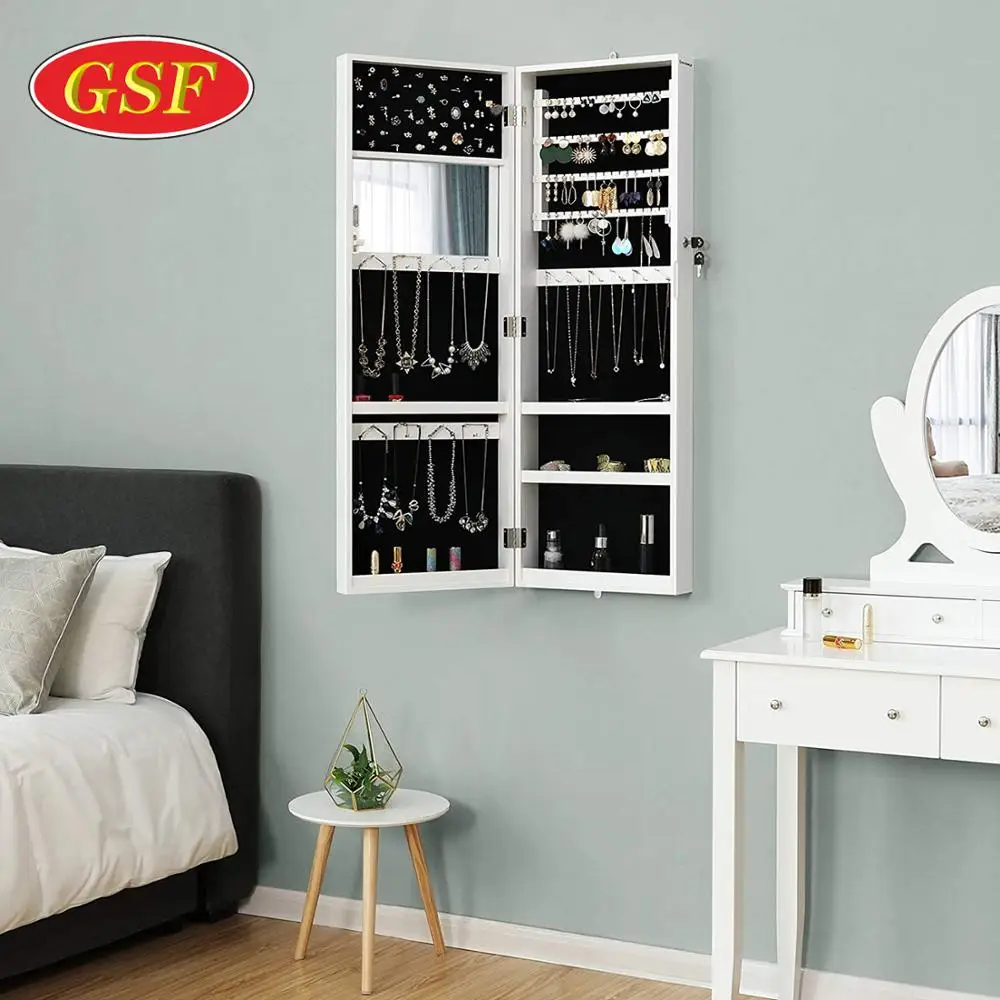 Chinese High QualitySimple And Practical Jewelry Cabinet Armoire Wall Mounted with Mirror