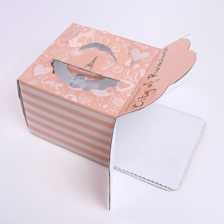 
donuts paper box fancy paper cake box with clear PVC window 