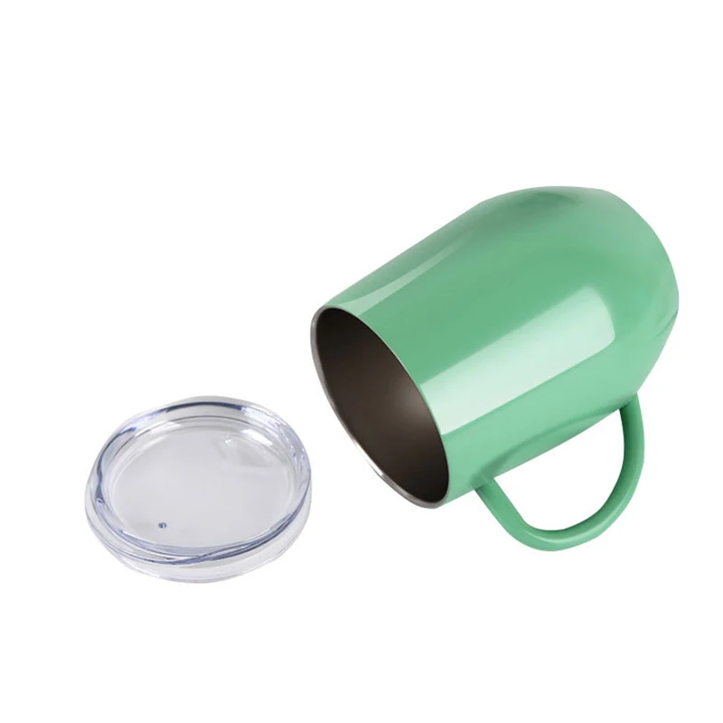 WeVi 12oz stainless steel vacuum double wall  insulated eggshell coffee tumbler with handle