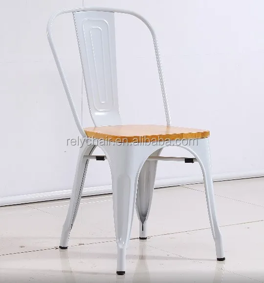 Popular Design Chair Dining Room Stackable Restaurant Metal Chair Wood Seat