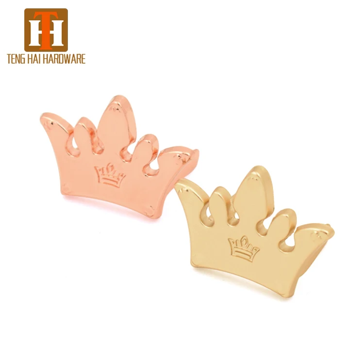 Custom metal crown shape logo plate brand tag for handbags