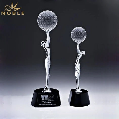 Custom Sport Metal Figure Trophies And Awards With Crystal Golf