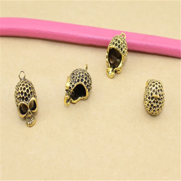Lingsai 10Pcs/Bag Ancient Gold metal skull charm pendant for jewelry making