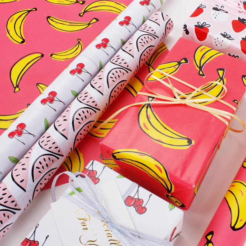 
Modern Style Various Fruits Patterns Printing Holiday Gift Wrapping Paper Roll 
