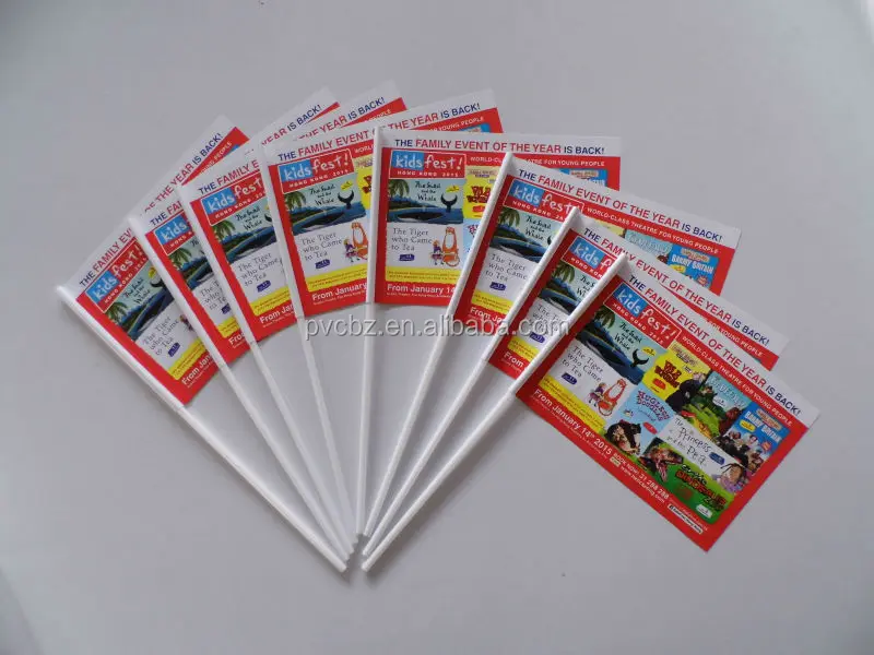 Paper Hand Rainbow Flag With Plastic Pole