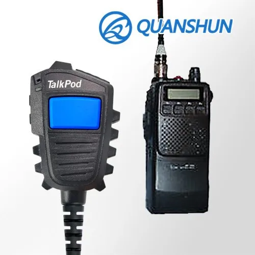 Talkpod Radio record remote speaker microphone with big blue PTT button