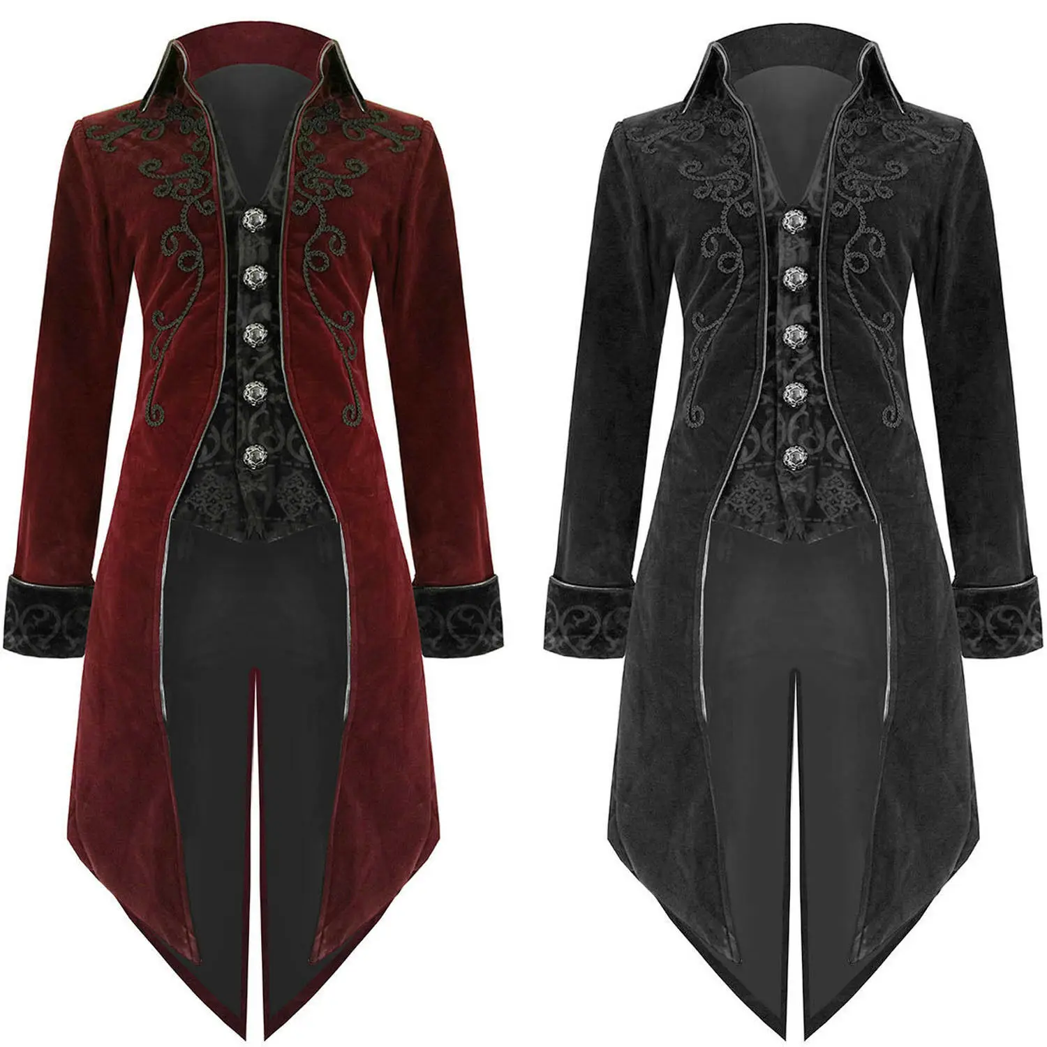ecowalson  Mens Steampunk Victorian Medieval Jacket Pirate Costume Viking Renaissance Tailcoat Gothic Victorian Tuxedo Coat