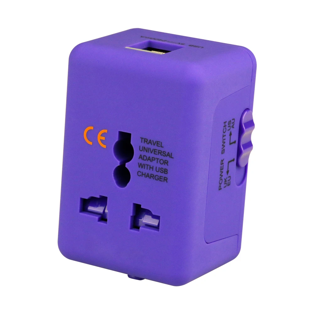 
2018 dual usb universal travel adapter with USA / Australia / Europe / UK worldwide plugs universal travel adapter 