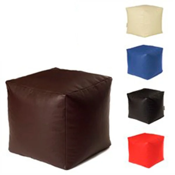 square brown moroccan PU leather ottoman pouf stool (1372155497)