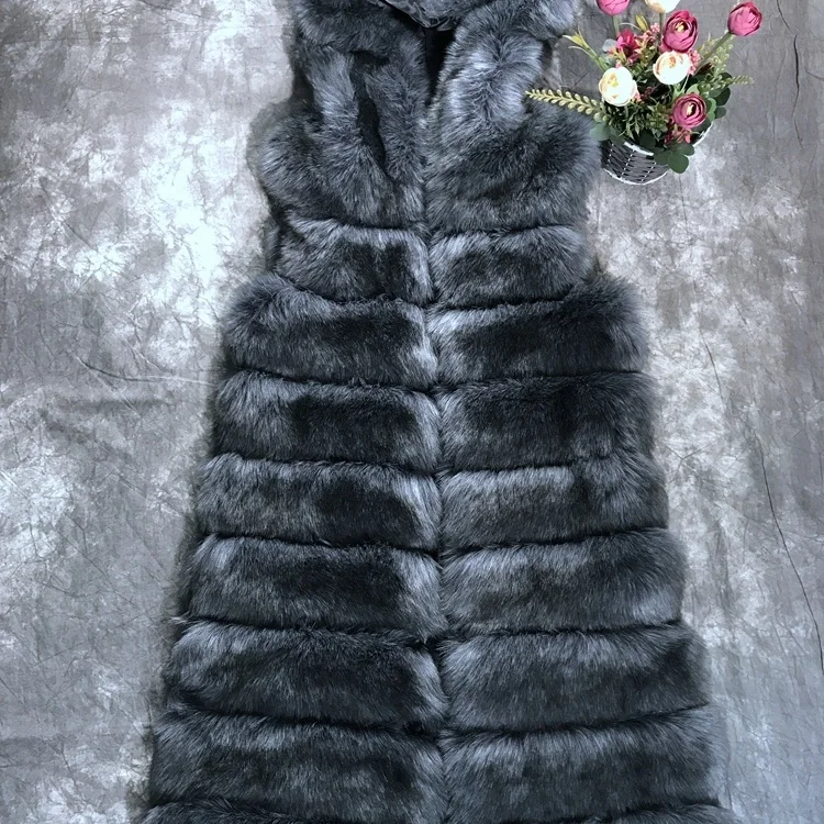 European style vest women long faux fur customized color coat