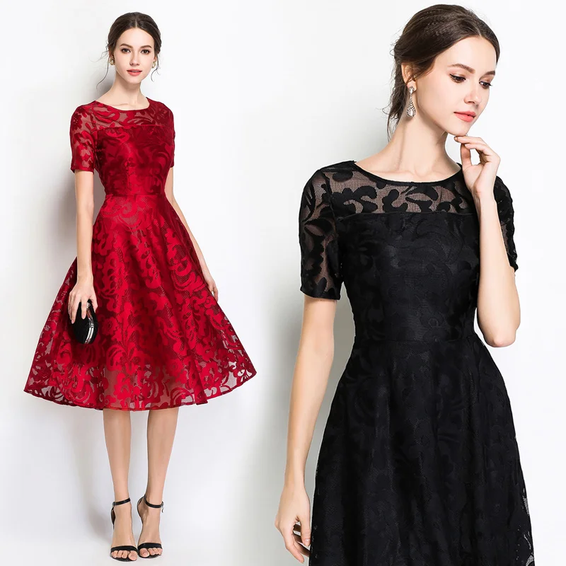 
Wholesale Women Summer Short sleeve Lace Dress 
