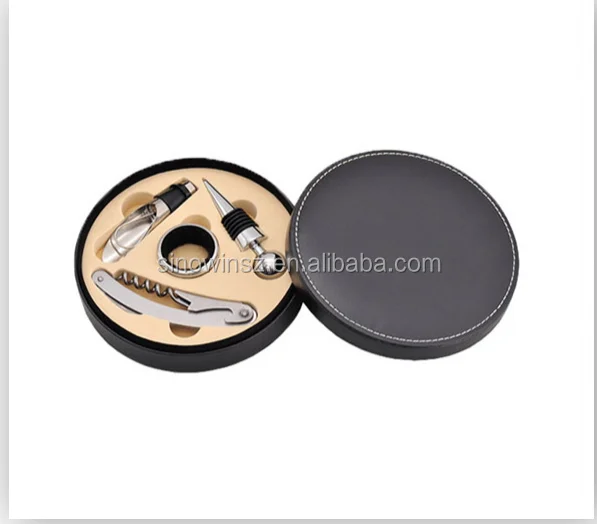 Wholesale 4pce Wine Gift Set Bar Tool in Leather Case