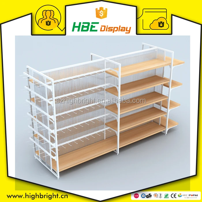 4 sided MDF slatwall T-shirt display stand rack