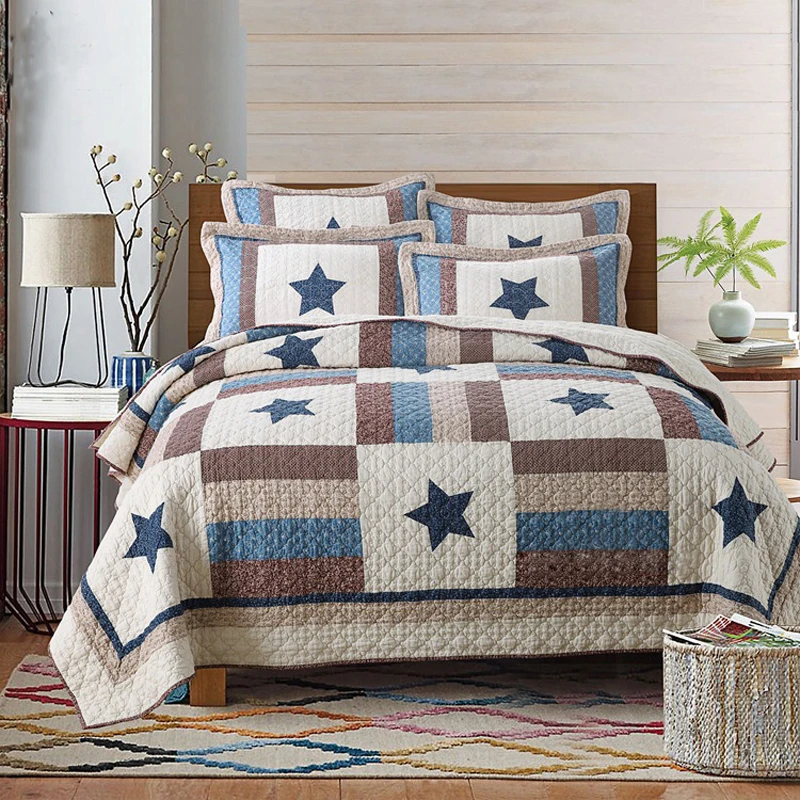 Luxury 3D patchwork quilted bedspread set, fancy bed spread for sale